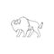 Single continuous line drawing of elegance american bison for multinational company logo identity. Luxury bull mascot concept for