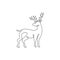 Single continuous line drawing of elegance cute deer for national zoo logo identity. Luxury buck mascot concept for animal hunting