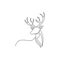 Single continuous line drawing of elegance cute deer for national zoo logo identity. Luxury buck mascot concept for animal hunting