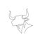 Single continuous line drawing of elegance head buffalo for multinational company logo identity. Luxury bull mascot concept for