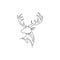 Single continuous line drawing of elegance head deer for national zoo logo identity. Luxury buck mascot concept for animal hunting