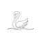 Single continuous line drawing of elegance swan for beauty cosmetic company logo identity. Cute goose animal mascot concept for