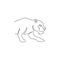 Single continuous line drawing of elegant leopard for hunter team logo identity. Dangerous jaguar mammal animal mascot concept for