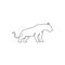 Single continuous line drawing of elegant leopard for hunter team logo identity. Dangerous jaguar mammal animal mascot concept for