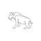Single continuous line drawing of ferocious hyena for company logo identity. Carnivore animal mascot concept for safari park icon