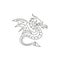 Single continuous line drawing of fictional monsters dragon for chinese traditional logo identity. Magical legend creature mascot