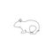 Single continuous line drawing of funny fat hamster for logo identity. Rodent animal mascot concept for hamster exhibition show