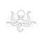 Single continuous line drawing of giant octopus for aquarium world logo identity. Legendary kraken animal mascot concept for