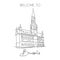 Single continuous line drawing Grand Place of Brussels landmark. Most beautiful famous place in Belgium. World travel home wall