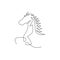 Single continuous line drawing of jumping elegant horse company logo identity. Strong mustang head mammal animal icon concept.