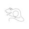 Single continuous line drawing of little cute mouse for logo identity. Funny mice mammal animal mascot concept for pet lover club