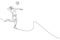 Single continuous line drawing of male young volleyball athlete player in action jumping spike on court. Team sport concept.