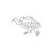 Single continuous line drawing of mystery vulture for foundation logo identity. Griffon bird mascot concept for national zoo icon