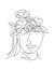 Single continuous line drawing nature portrait minimalist. Flower bouquet head concept. Beauty floral cosmetic salon abstract face