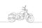 Single continuous line drawing of old classic vintage motorcycle symbol. Retro motorbike transportation concept one line draw