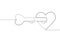Single continuous line drawing of pair heart shaped key and keyhole symbol. Romantic couple mate marriage concept one line draw