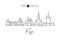 Single continuous line drawing of Riga city skyline, Latvia. Famous city scraper and landscape. World travel concept poster print