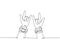 Single continuous line drawing of rocker showing hand gesture of rock music. Modern musician artist performance concept one line