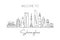 Single continuous line drawing of Shanghai city skyline China. Famous city scraper and landscape home wall decor art poster print
