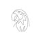 Single continuous line drawing of smart funny parrot bird head for company logo identity. Flying animal mascot concept for pet