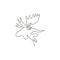 Single continuous line drawing of sturdy moose head for logo identity. Buck animal mascot concept for national zoo icon. One line