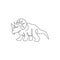 Single continuous line drawing of tough triceratops for logo identity. Prehistoric animal mascot concept for dinosaurs theme