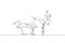 Single continuous line drawing of two young sportive men practice Brazilian capoeira move dance at outdoor street. Culture martial