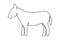 Single continuous line drawing of walking donkey for ranch logo identity. Tiny horse size mascot concept for donkey farm icon
