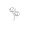 Single continuous line drawing of whole soft and fluffy cotton flower for farming logo identity. Staple fiber flower concept for