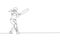 Single continuous line drawing young agile woman cricket player successfully hit the ball vector graphic illustration. Sport