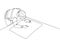 Single continuous line drawing of young architect draw sketch draft construction design on drawing table. Building architecture