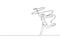 Single continuous line drawing of young beauty professional gymnast girl perform dance with ribbon. Rhythmic gymnastic training