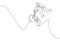 Single continuous line drawing of young BMX cycle rider show jumping into the air trick in skatepark. BMX freestyle concept. One