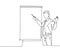 Single continuous line drawing of young business manager giving lecture to apprentice during work meeting. Work presentation at