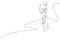Single continuous line drawing of young healthy basketball female player jumping. Competitive sport concept. Trendy one line draw