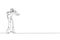 Single continuous line drawing of young Islamic dad playing and lifting his daughter girl up into the air. Arabian muslim happy