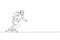 Single continuous line drawing of young sportive snowboarder woman riding snowboard at mountain. Outdoor extreme sport. Winter