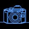 Single continuous line Photo camera neon concept