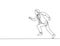 Single continuous single line drawing of young energetic businessman sprint running in street road to reach finish line. Business