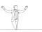 Single continuous single line drawing of young happy male manager running and open his hands after cross the finish line. Business