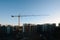 Single crane at night on construction site