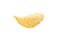 Single crispy potato chip isolated on white background close-up