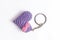 A single crocheted purple heart-shaped keyring.