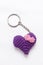 A single crocheted purple heart-shaped keyring.