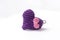 A single crocheted purple heart-shaped keyring.