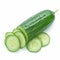 Single cucumber displayed against pure white background, isolated