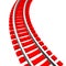 Single curved railroad track isolated