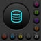 Single database dark push buttons with color icons