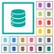 Single database flat color icons with quadrant frames