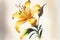 A single, delicate lily, with petals unfurling to reveal a bright yellow center, ai illustration